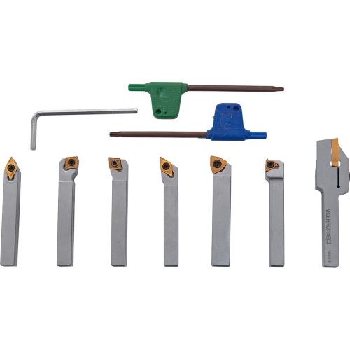 Multipurpose indexable carbide turning tool set, 8 mm, set L