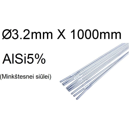 TIG vielos strypai AlSi5% (Ø3.2mm X 1000mm) 2.5kg
