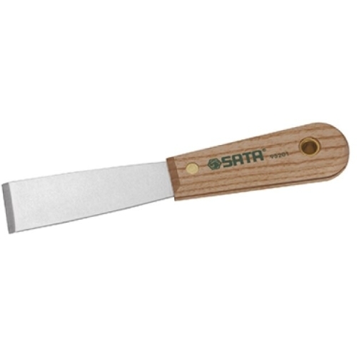 Putty scraper with wood handle