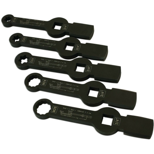 Slogging wrench E-TORX and SPLINE set (5pcs) for brake caliper screw