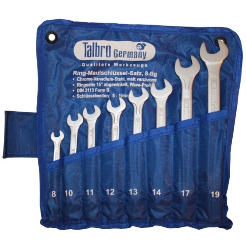 Combination ring and open end spanner offset set 8pcs. (8-19)