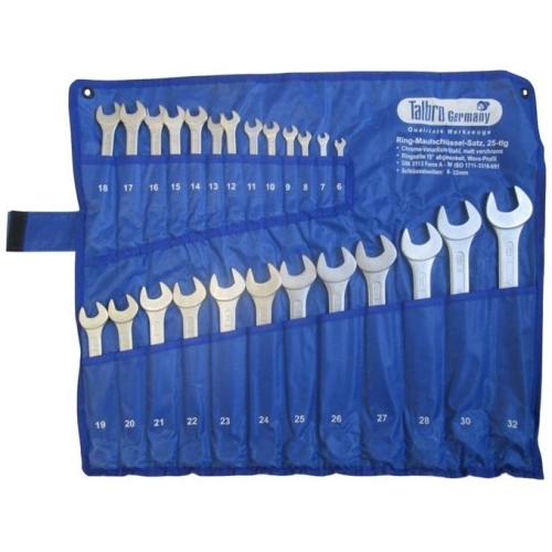 Combination ring and open end spanner set 25pcs. (6-32)