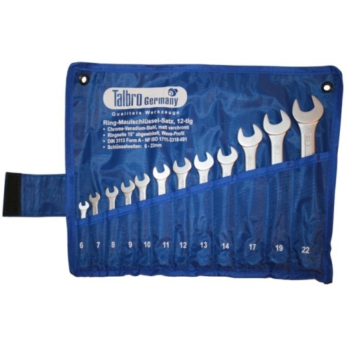 Combination ring and open end spanner set 12pcs. (6-22)