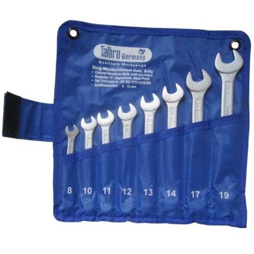 Combination ring and open end spanner set 8pcs. (8-19)