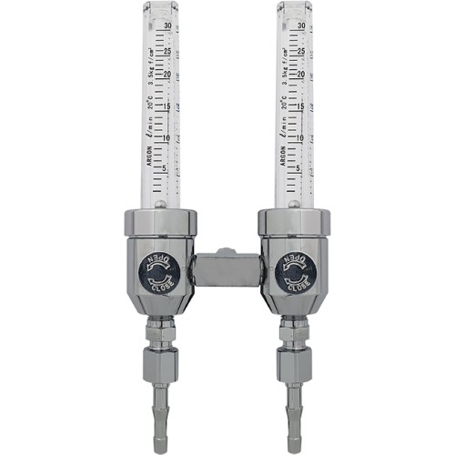 Double rotameter with valves