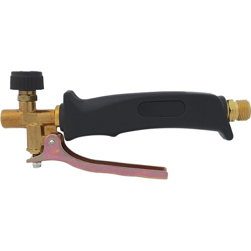 Handle with valve and lever for roofing torch