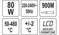 Lituoklis su LCD ekranu 80W 900M