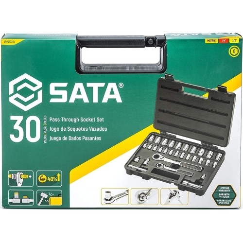 3/8" + 1/4" Dr. Ratchet pass-thru socket set 30pcs