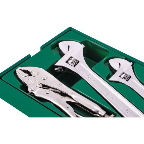 Tray. Adjustable wrench and pliers set 5pcs.