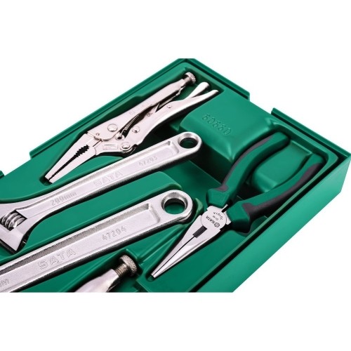 Tray. Adjustable wrench and pliers set 5pcs.