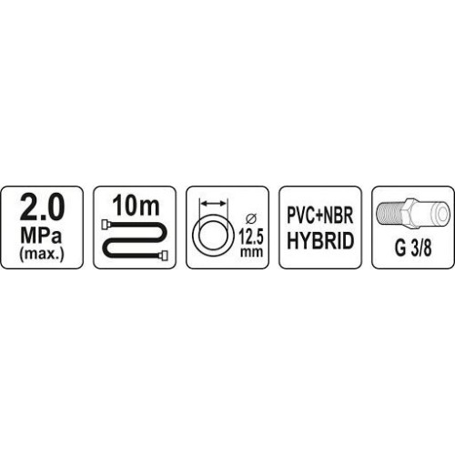 Žarna hibridinė su išoriniais sriegiais 3/8 (Ø12.5x17mm) 10m