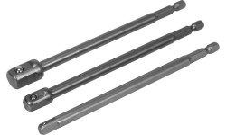 1/4" + 3/8" + 1/2" Dr. Drill socket long adapter set 3pcs.