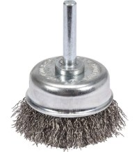 Šepetys vielinis puodo tipo su kotu, garbanotas 50mm su koteliu INOX