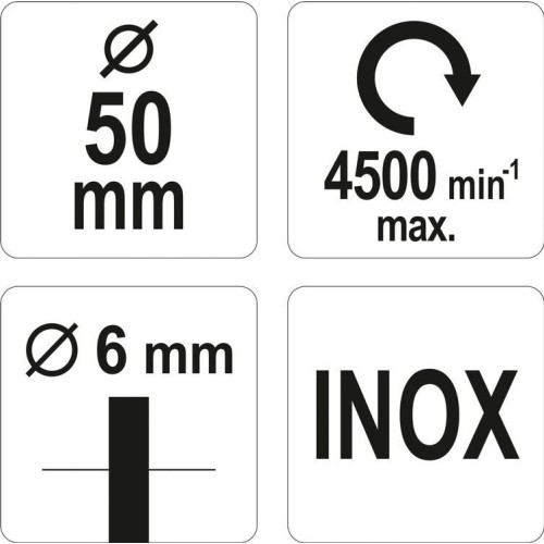 Crimped wire cup brush with shaft 50mm INOX