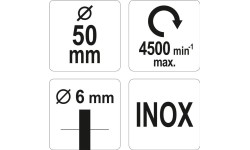 Crimped wire cup brush with shaft 50mm INOX