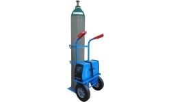 Single cylinder gas cylinder cart with shelf