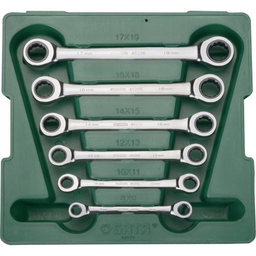 Double box ratcheting wrench set 6pcs.
