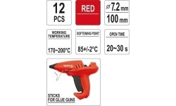Hot glue stick set (red) (12pcs) 7.2x100mm