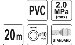 PVC air hose with quick couplers Ø10 x 14mm, 20m
