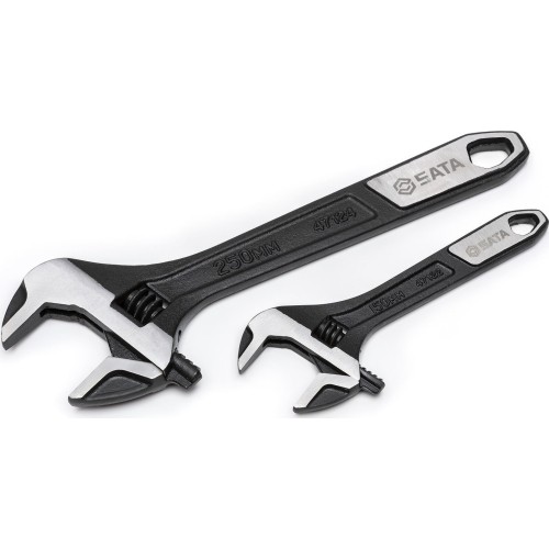 Extra-wide jaw adjustable wrench set (2pcs)