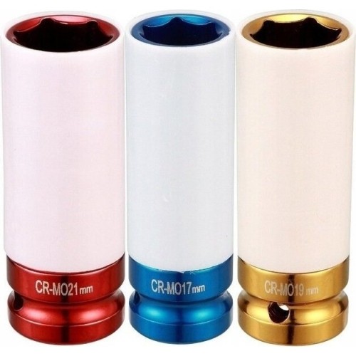 1/2" Dr. Deep impact wheel nut socket set 3pcs.