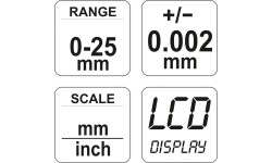 Mikrometras elektroninis 0-25mm