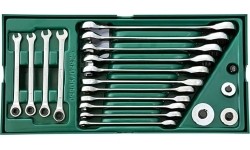 Tray. Ratcheting combination wrench set 19pcs