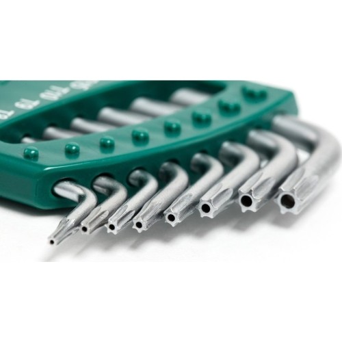 L-tipo šešiakampių TORX prailgintų raktų rinkinys 8vnt. (T6-T25) su kiauryme