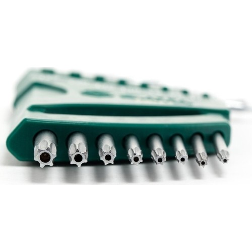 L-tipo šešiakampių TORX prailgintų raktų rinkinys 8vnt. (T6-T25) su kiauryme