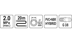 Hybrid air hose with external threads 3/8" (Ø12.5x17mm) 20m