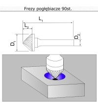 Įgilinimo frezos 90° K120606