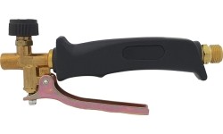 Handle with valve and lever for roofing torch
