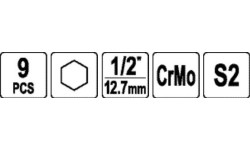 1/2" Dr. bit socket impact set (HEX) 9pcs