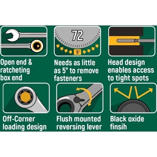 Reversible gear wrenches set 12pcs (8-19mm)