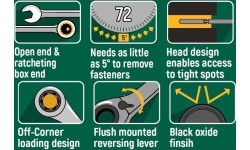 Reversible gear wrenches set 12pcs (8-19mm)