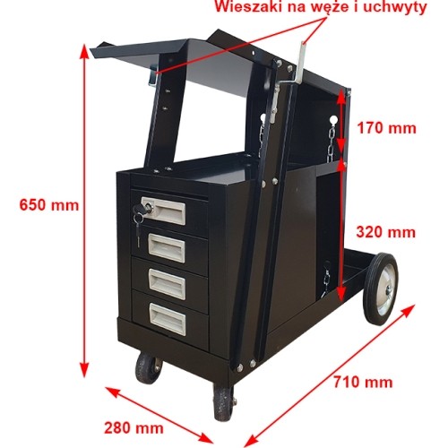 MIG welding cart with drawers