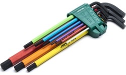 L-tipo šešiakampių vidutinių, raktų rinkinys 9vnt. (spalvoti)(1.5-10mm)