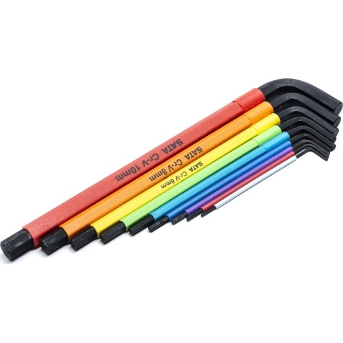 L-tipo šešiakampių vidutinių, raktų rinkinys 9vnt. (spalvoti)(1.5-10mm)