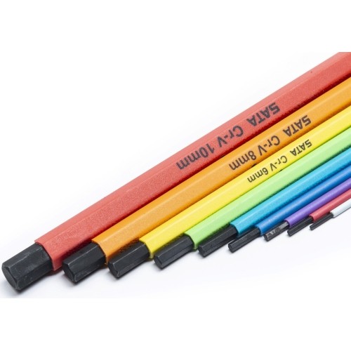 L-tipo šešiakampių vidutinių, raktų rinkinys 9vnt. (spalvoti)(1.5-10mm)