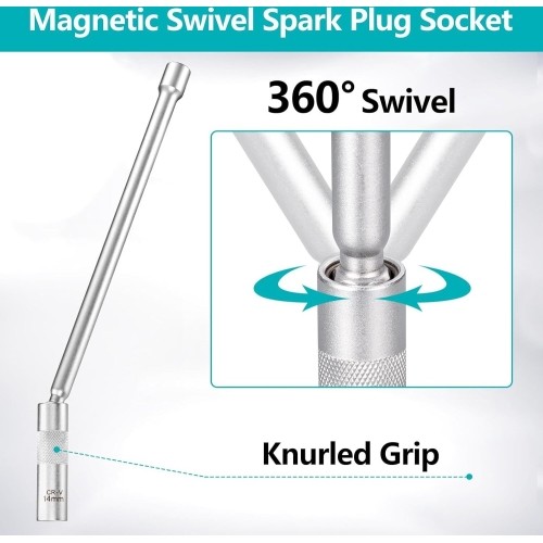 3/8" Dr. Universal spark plug socket long reach 14mm 12pt with magnet