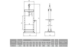 Hydraulic shop press with gauge 30t