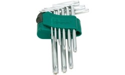 L-tipo šešiakampių TORX trumpų raktų rinkinys 9vnt. (T10-T50) su kiauryme