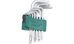 L-tipo šešiakampių TORX trumpų raktų rinkinys 9vnt. (T10-T50) su kiauryme