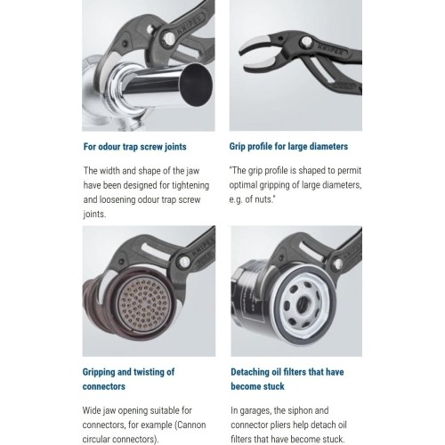 Santechninės replės 250mm KNIPEX (su fiksavimu)