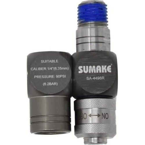 Universal connector 1/4" (ext & int thread) swivel 360° with regulator