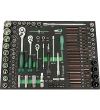 1/4" + 3/8" + 1/2" Dr. Socket wrench set 122pcs. Tray