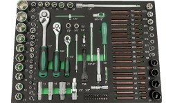 1/4" + 3/8" + 1/2" Dr. Socket wrench set 122pcs. Tray