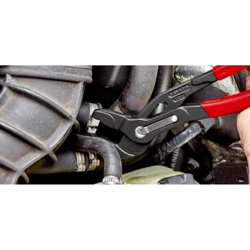 Spring hose clamp pliers with locking KNIPEX