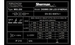 Pusautomačio KOMPLEKTAS SHERMAN DIGIMIG 205 LCD SYNERGIC su skydeliu V6 ir vežimėliu