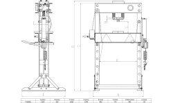 Pneumatic / hydraulic shop press with gauge